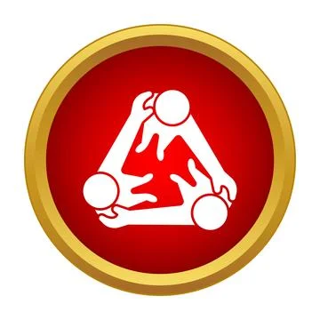 People forming a triangular shape hands round icon Illustrazione stock