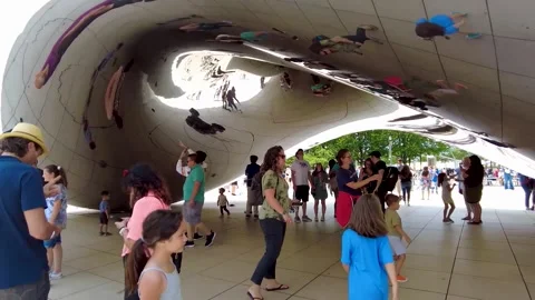 People in Front of Cloud Gate (Real Time) Stock Footage 282504591