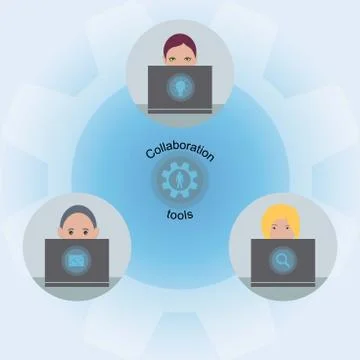 People in front of computers Stock Illustration