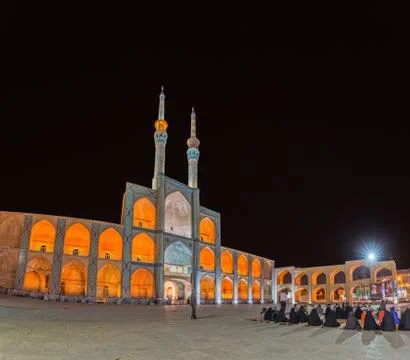 People in front of the mosque in Yazd Stock Photos