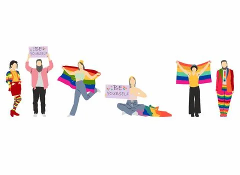 People full length flat concept of pride	 Stock Illustration