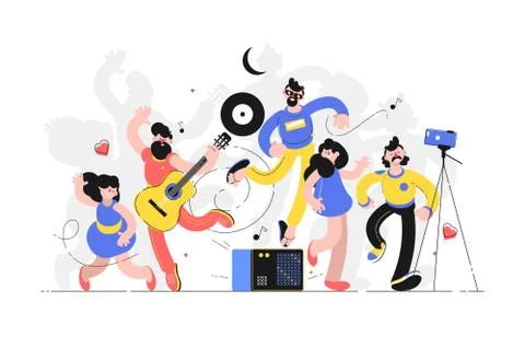 People fun to dance together Stock Illustration