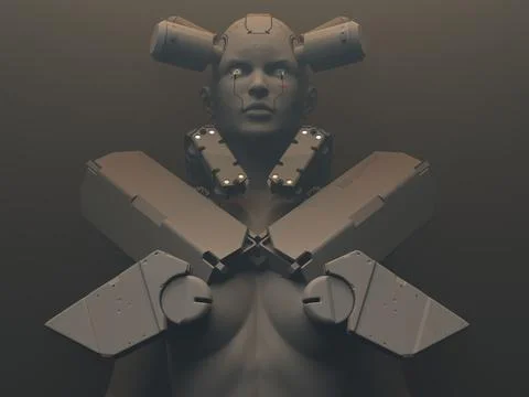 People of the future . 3d illustration on the theme of robots. military indus Illustrazione stock