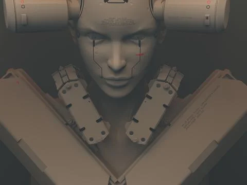 People of the future . 3d illustration on the theme of robots. military indus Illustrazione stock