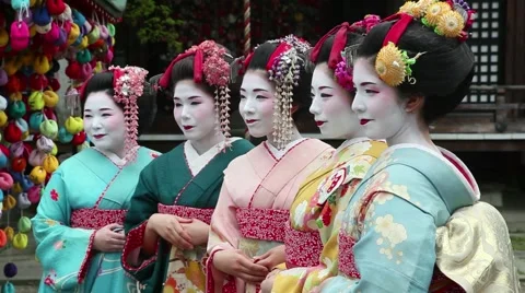 People, geishas, japanese women, Kyoto, Japan, Asia 2of3 Stock Footage