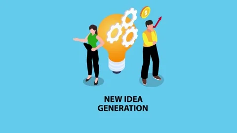 People generating new ideas to increase profit isometric 3d Stock Footage 245823746