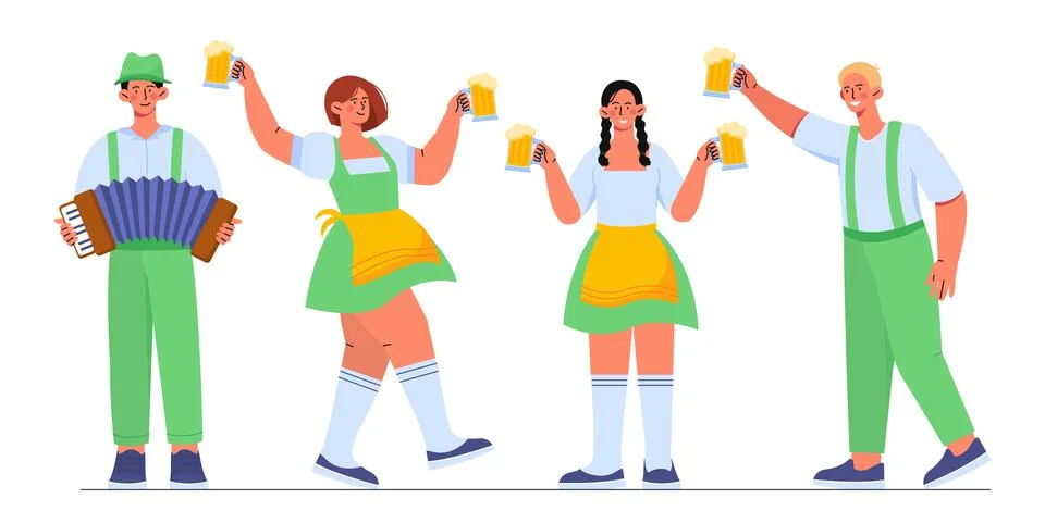 People in German clothes vector set Stock-Illustration