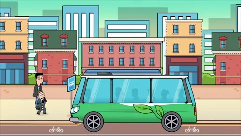 People Get On The Bus In The CIty Stock Footage 232192084