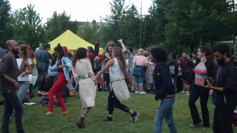 PEOPLE GET FUN ON THE BACKYARD Stock Footage 100046866
