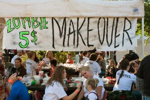 People Get Zombie Makeovers At Georgia Halloween Festival Stock Photos