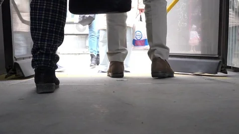People Getting on the Bus, feet view Video stock 74136153
