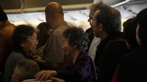 People getting down from flight Stock Footage 35789529