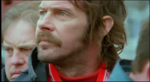 People getting inside stadium, chanting and waiting for football match, UK 90s Stock Footage 159443293
