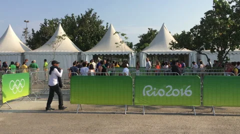 People getting into line at Rio 2016 sporting events 4k Stock Footage 66818985