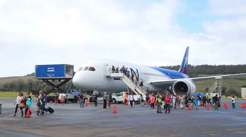 People getting off the plane Stock Footage 64872863