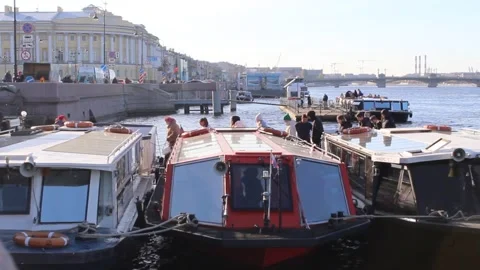 People getting off the ship Stock Footage 327560324