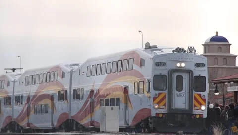 People getting on train 0835 Stock Footage