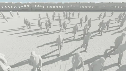 People getting off the train and going to work, white colors Stock Footage 149568789