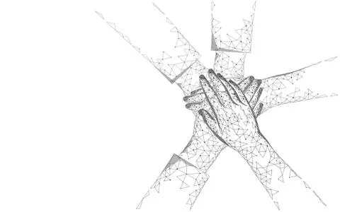 People give five hands together. Team work success supporting professional 스톡 일러스트