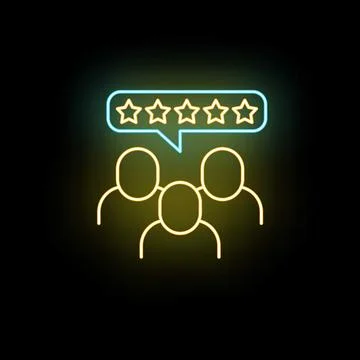 People giving five star customer feedback neon concept Stock Illustration