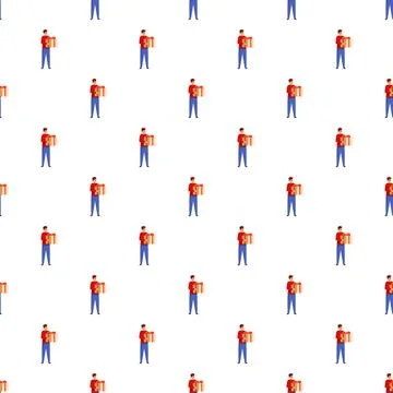 People giving gift boxes seamless pattern background Stock Illustration