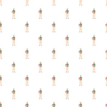 People giving gifts seamless pattern illustration Stock Illustration