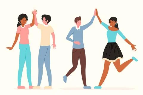 People giving high five Stock Illustration