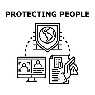 People global data safety and personal protection concept Stock Illustration