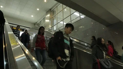 People go on the escalator Stock Footage 45162395