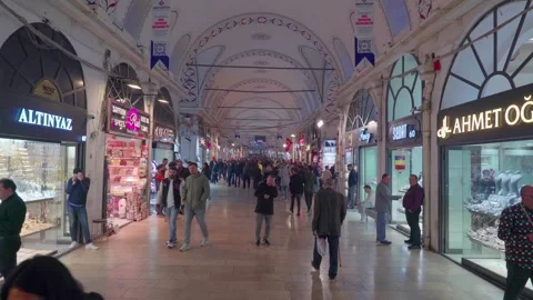 People go inside the Grand Bazaar Kapali Carsi. Stock Footage 241534332