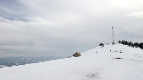 People go to the mountain peak. Stock Footage 72900894