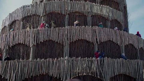 People go to the right on the tower Stock Footage 176381649