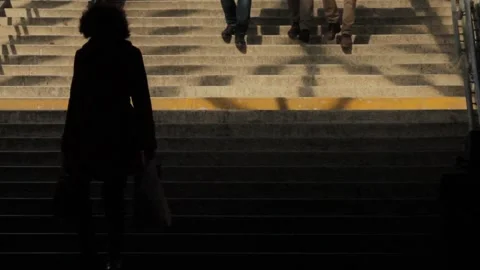 People go up the stairs. Video stock 92201854
