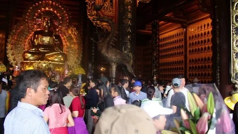 People go to the temple Stock Footage 78171039