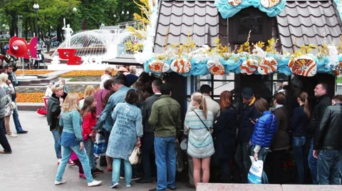 People go to the Weekend Fair Stock Footage 63129591