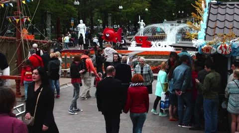 People go to the Weekend Fair Stock Footage 63129681