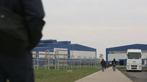 People go to work in the factory Stock Footage 72714761