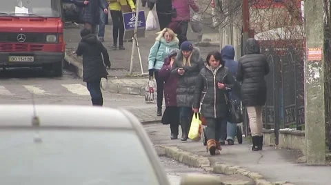 People go to work on the sidewalk Stock Footage 57782154