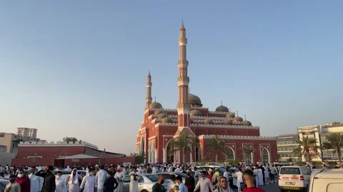 People  going after prayer in al salam masjid Dubai Stock Footage 154162330