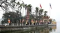 People going in and going out to Tran Quoc Pagoda in Hanoi, Vietnam HD Footage
