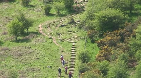 People Going Down A Hill (2) Stock Footage 11799220