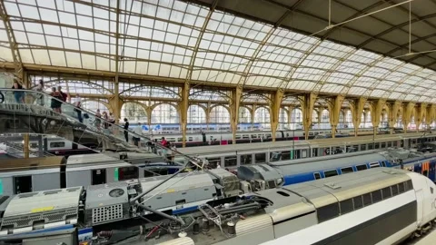 People going up the escalator in Nice main train station Stock Footage 160288196