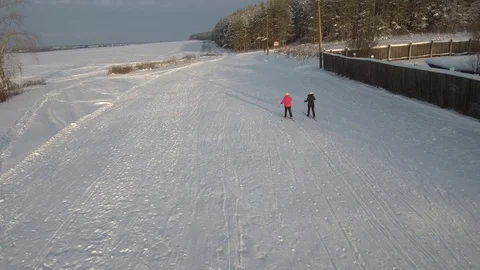People going to the forest for a ski trip Stock Footage 101631960