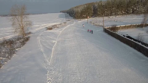 People going to the forest for a ski trip Stock Footage 101631989