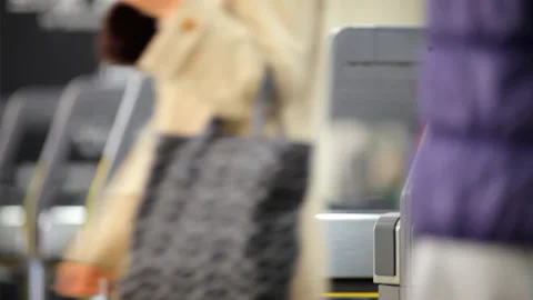 People going through the ticket gate Video stock 161959101