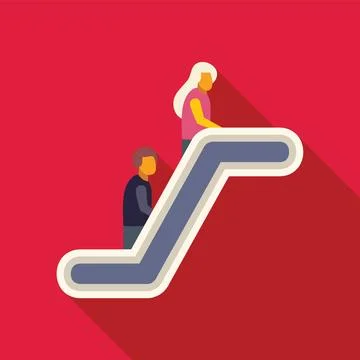 People going up using electric escalator stairs Stock Illustration