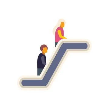 People going up using escalator stairs mechanical illustration Illustrazione stock