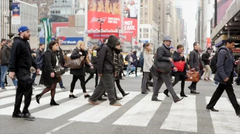 People going to work in the morning crossing street in the city Stock Footage 62575489