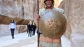 People in gorge that leads to Red Rose City Of Petra in Jordan HD Footage