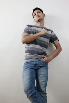 People on grey background Stock-Fotos